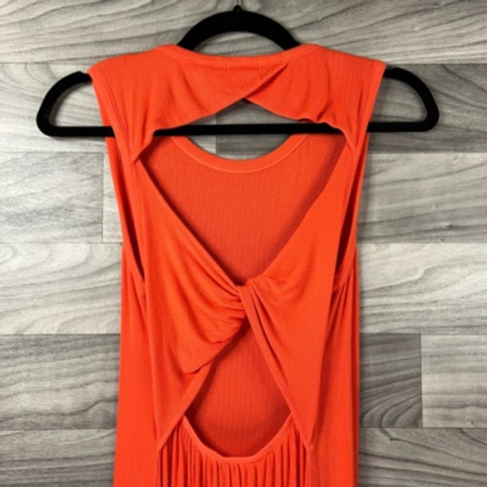 Splendid Womens Sheath Dress Orange Ribbed Knee Length Open Back Scoop Neck S - Picture 10 of 12